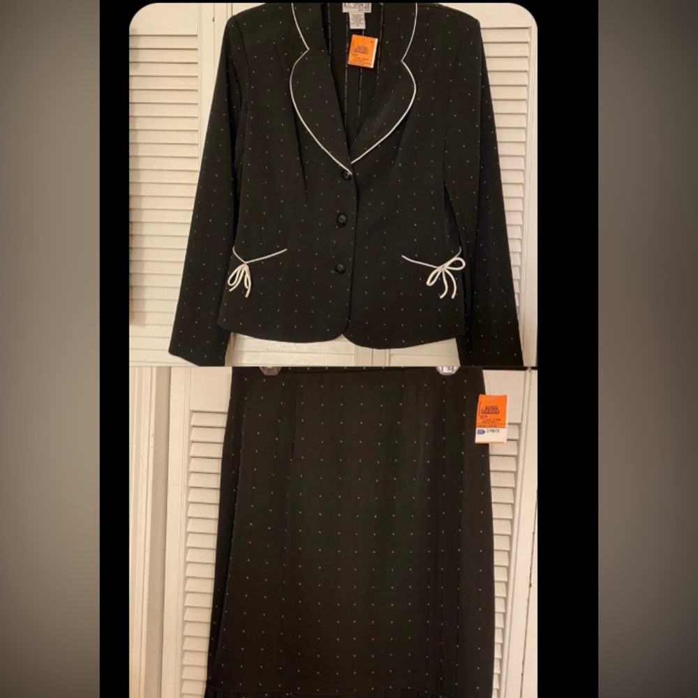 NWT K.C. Spencer 2 piece suit, black & white, size 8